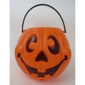 VTG 1997 Grand Venture Halloween Pumpkin Candy Pail Bucket Blow Mold USA 8"